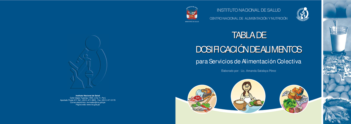 TABLA DE DOSIFICACIÓN DE ALIMENTOS